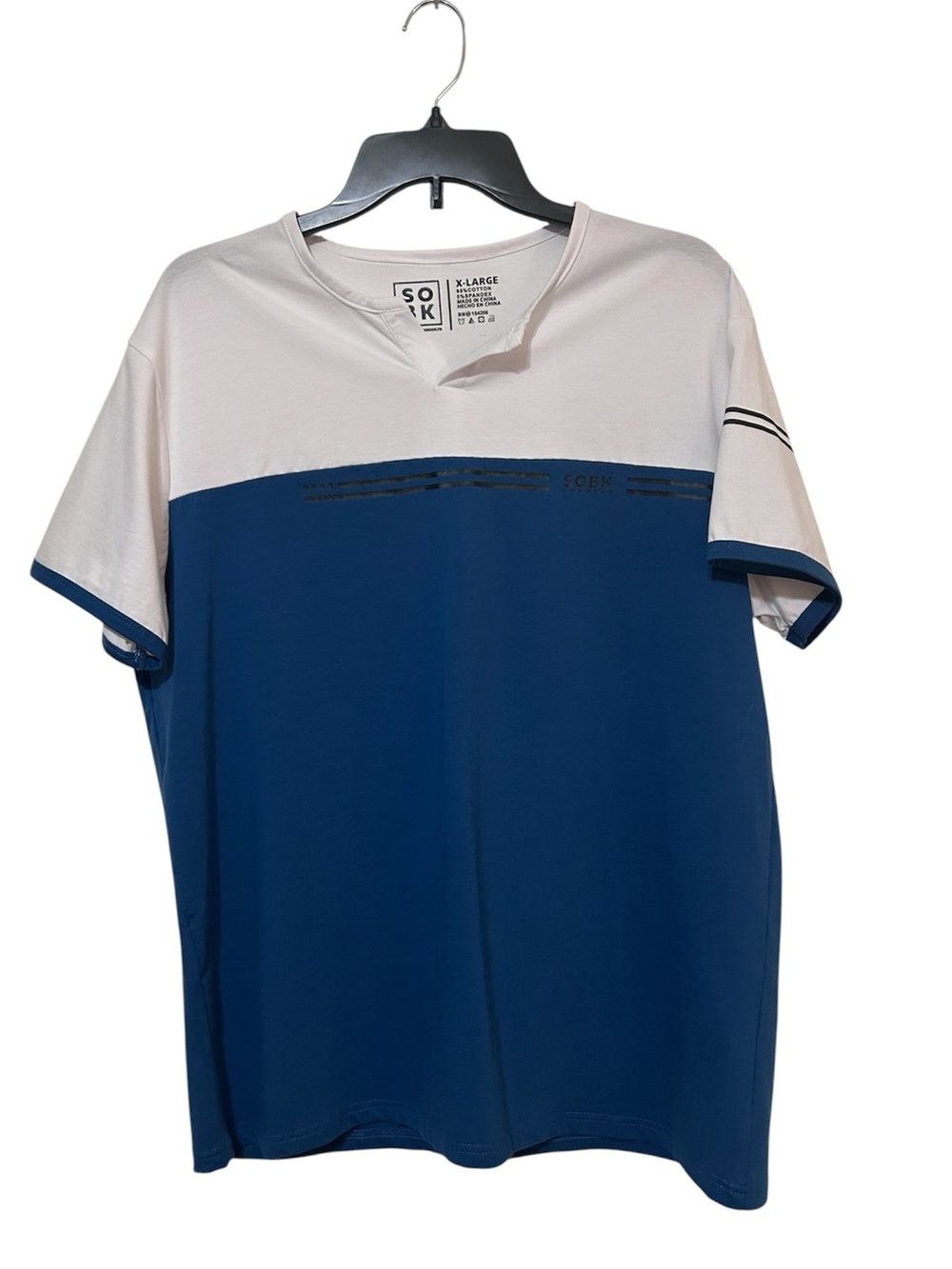 SOBK Straight Outta Brooklyn Colorblock V-Neck Tee Blue White XL